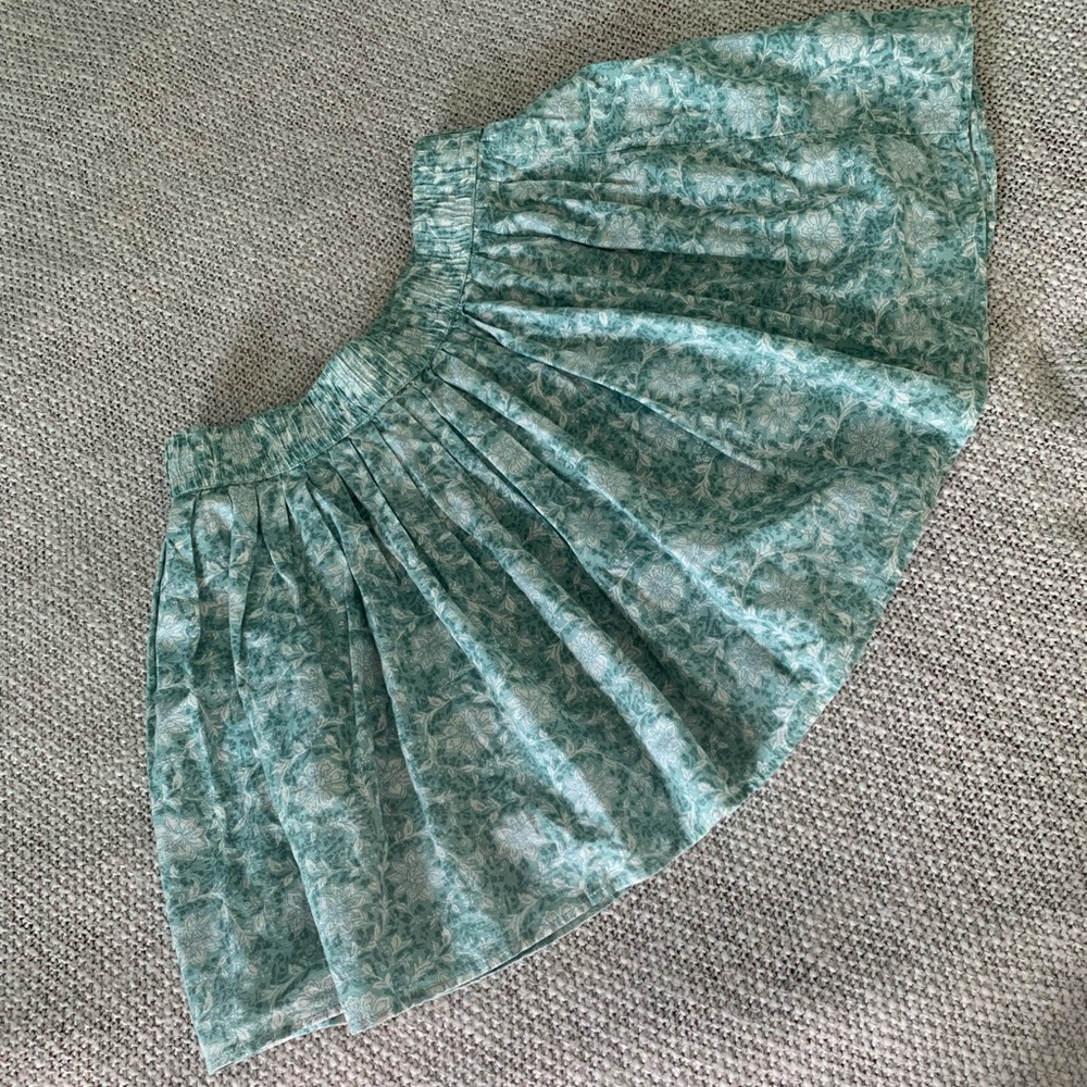 American Eagle Teal Floral Pleated Skater mini Skirt cotton linen blend